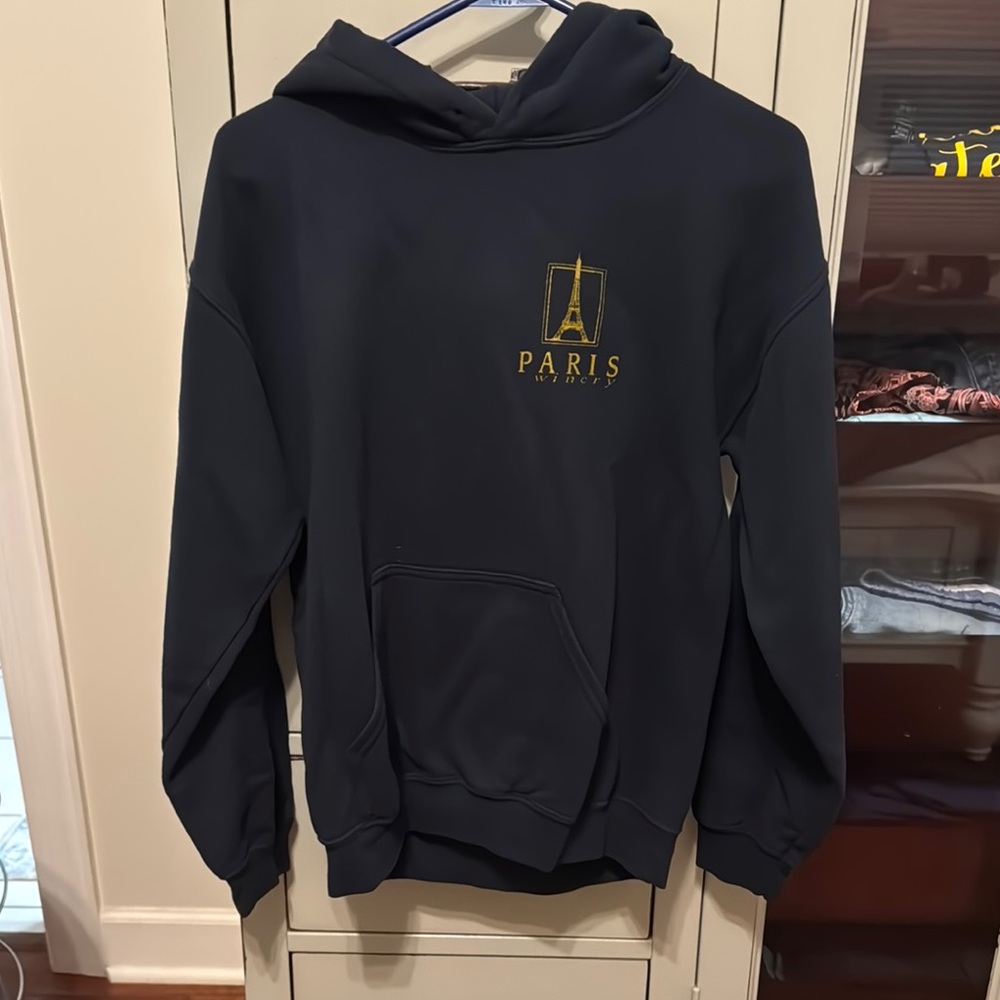 Black Paris Hoodie with Gold Logo